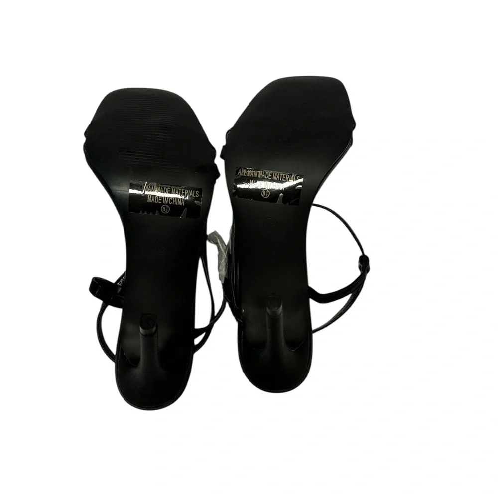 Lulus Vacie Black High Heel Slender Strap Sandals Women’s Sz 8.5